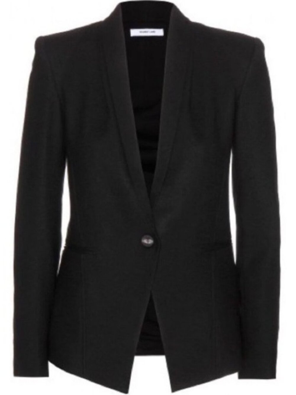 Helmut Lang Wool Knit One Button Black Blazer Asymmetric Hem